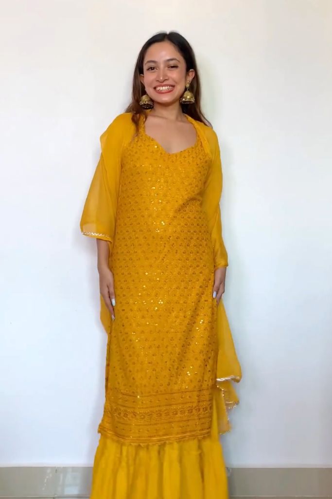 Golden Hour Chikankari Sharara Set