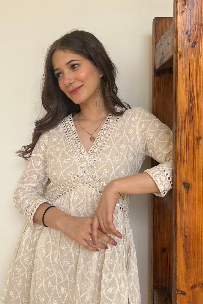 Ivory White Chikankari Dress