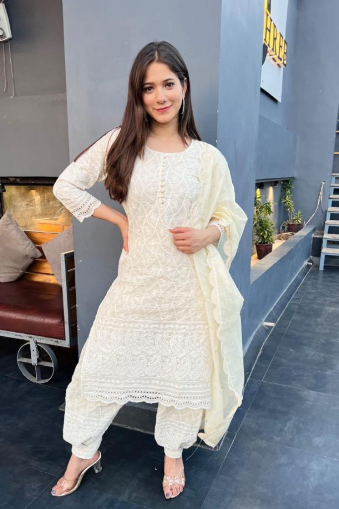 Chand Ivory White Chikankari Set