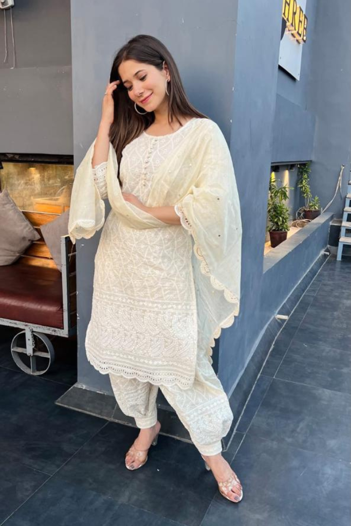 Chand Ivory White Chikankari Set