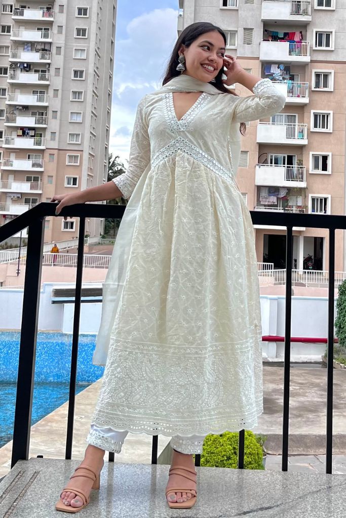 Falak Ivory White Chikankari Set