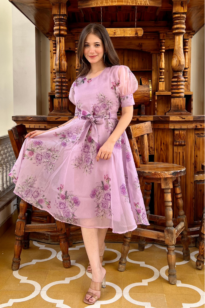 Lavender Floral Organza Dress