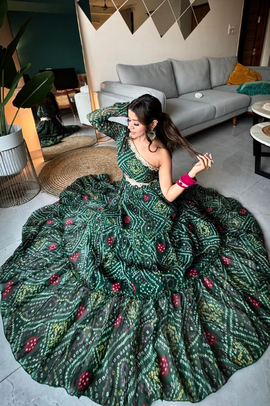 Panna Bandhni Gown