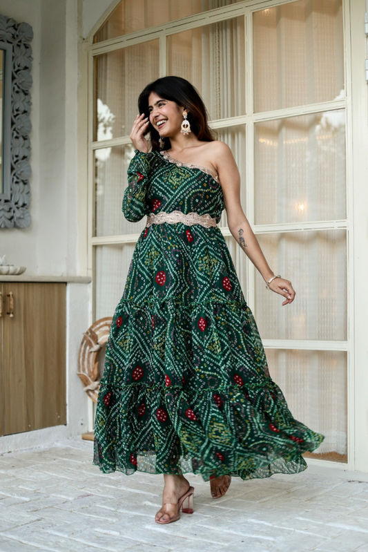 Panna Bandhni Gown