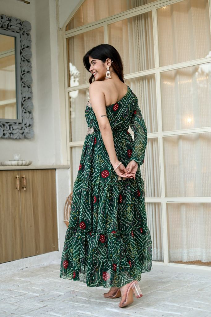 Panna Bandhni Gown