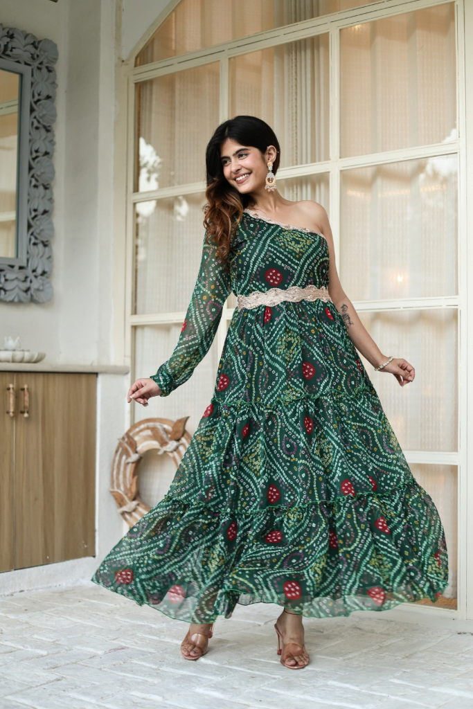 Panna Bandhni Gown