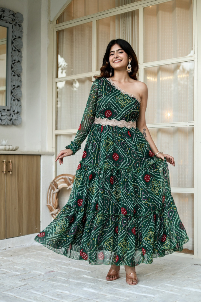 Panna Bandhni Gown