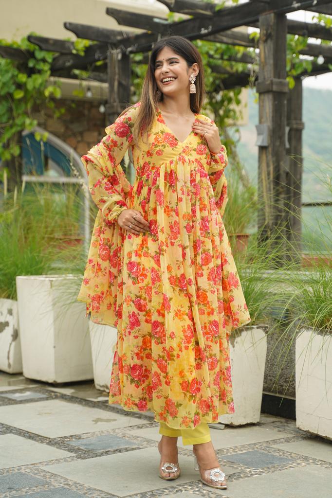 Sanjh Floral Anarkali Set